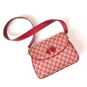 Vintage Gucci Red Mini Monogram Leather Purse Bag